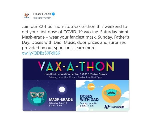 Fraser Health’s 32-hour Vax-a-thon this weekend - https://cdn.connectfm.ca/106333B0-737A-4358-A354-6259E3110B59_Story1256952_1819126.jpg
