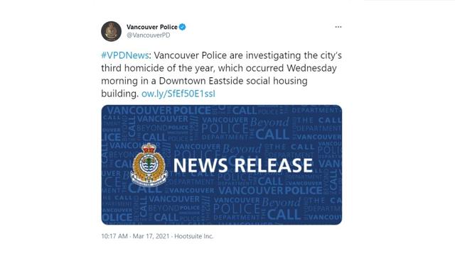 Woman dies in shooting in Vancouver's Downtown Eastside - https://cdn.connectfm.ca/163D1639-90C7-45D2-B5F5-72D398FFFCB5_Story1099608_1594567.jpg