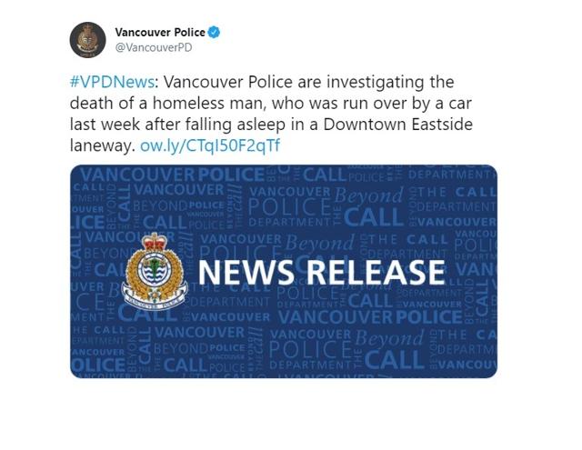 Homeless man dies after being run over in Downtown Eastside alley - https://cdn.connectfm.ca/283735B5-0D64-42FD-A51F-A2D6DABC5739_Story1230187_1781561.jpg
