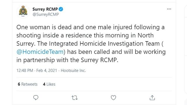 Woman dead and man injured after shots fired in Surrey - https://cdn.connectfm.ca/3066C027-774D-436E-99F8-905FE01A5700_Story1032576_1496902.jpg