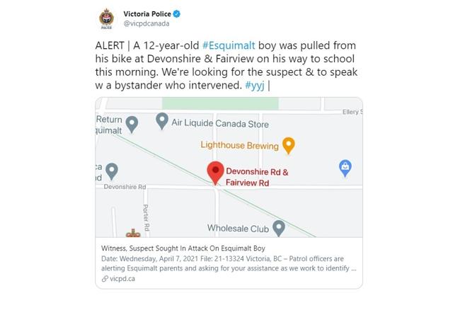Police seek suspect, witness, in unprovoked attack on boy in Esquimalt, B.C. - https://cdn.connectfm.ca/319DE932-1BDC-4ABC-9DF6-71472182C22E_Story1136436_1647753.jpg