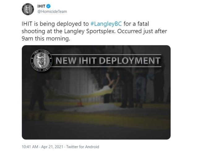 Man killed in shooting outside Langley Sportsplex: Police - https://cdn.connectfm.ca/3786E617-6268-407F-80B4-4F7C7C104BF2_Story1157652_1678956.jpg
