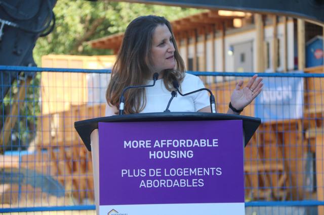 Deputy PM Chrystia Freeland joins provincial and city officials to announce more than 100-million dollars to fund one of Vancouver's largest-ever social housing projects - https://cdn.connectfm.ca/39A6E3D6-0AB3-45EC-9ABD-55D2E7F89951_Story1324368_1914463.jpg