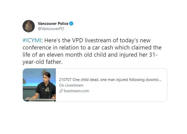 One person arredted following downtown Vancouver car crash that killed 11 month old baby - https://cdn.connectfm.ca/42B873C3-2B14-40B7-AD8B-7400E373E182_Story1288431_1864038.jpg