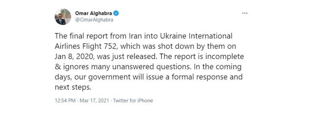 Federal government rejects Iran's explanation of human error for the shooting down of an airliner from Ukraine - https://cdn.connectfm.ca/4824609A-5F0A-47A0-AA65-B42C27A1A13C_Story1099610_1594996.jpg