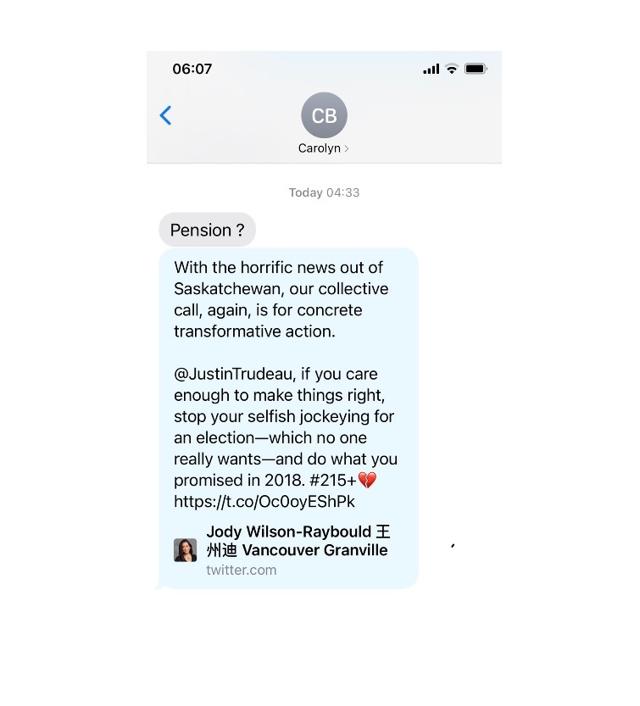 Bennett apologizes after Wilson-Raybould calls out her 'Pension?' message as racist - https://cdn.connectfm.ca/4BBC59EB-A292-4392-921F-E0DAF0B95CBD_Story1266650_1832673.jpg