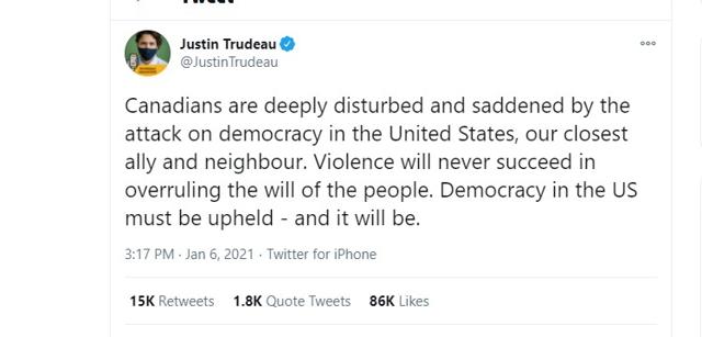PM Trudeau says Canadians are deeply disturbed and saddened by what is happening in Washington - https://cdn.connectfm.ca/593653BF-5EBC-43FA-9BF4-2C37B931BB41_Story984522_1426254.jpg