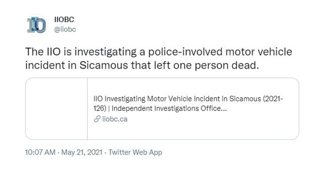 Probe begins after fatal crash near Sicamous, B.C., as car tries to evade police - https://cdn.connectfm.ca/603A6FFC-F057-46D2-BF0F-5F9B0C593F4E_Story1208411_1750786.jpg
