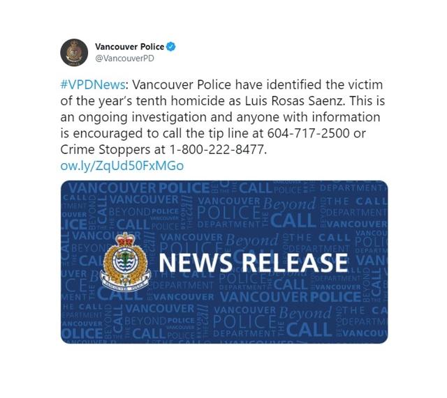 Police identify victim in Vancouver’s tenth homicide - https://cdn.connectfm.ca/65ED721C-6A20-4B19-B4F3-2C8E729DE8C9_Story1304551_1886446.jpg