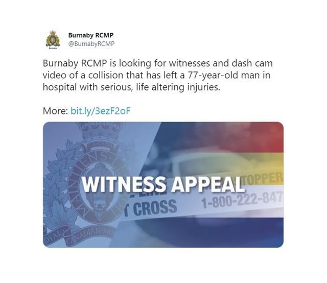 Burnaby RCMP investigating a collision involving a pedestrian - https://cdn.connectfm.ca/6ACA61E7-E09E-4F16-ADBE-B1E24B63ABEF_Story1308489_1892118.jpg