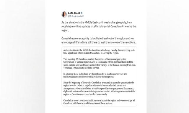 Canada asks its citizens in Qatar to be more vigilant - https://cdn.connectfm.ca/Anita-Anand-middle-east.jpg