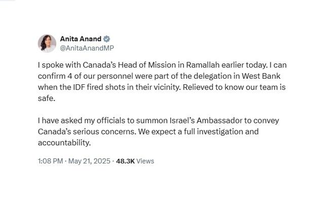 Four Canadians were in West Bank as IDF fired warning shots nearby - https://cdn.connectfm.ca/Anita-Anand-x.jpg