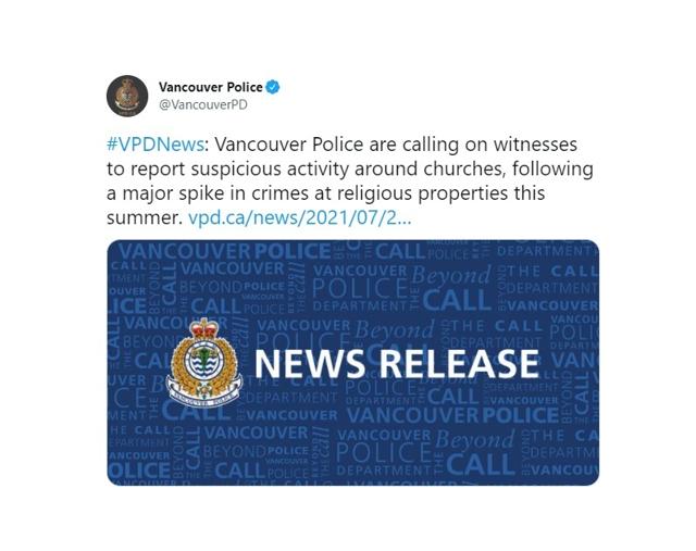 VPD investigates spike in vandalism at city churches - https://cdn.connectfm.ca/B58CFFBF-E642-4AE5-8AAA-8AE65E260F8F_Story1314946_1900569.jpg