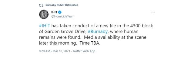 Homicide team seeks witnesses after burned human remains found in Burnaby, B.C. - https://cdn.connectfm.ca/C1195AD0-EADD-4BAB-9FB9-964DE123B8D2_Story1101594_1597575.jpg