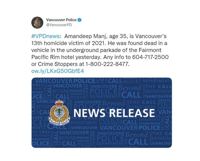 Vancouver shooting victim identified as 35 year old Amandeep Manj - https://cdn.connectfm.ca/C1889DA0-E4D1-429D-BE6E-4A1535633D75_Story1406111_2032368.jpg