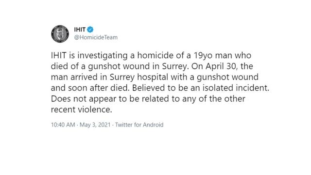 IHIT investigating Surrey man’s death from gunshot wound - https://cdn.connectfm.ca/C26C2376-FD1C-4328-85C4-02FBDE5C860F_Story1176532_1705793.jpg