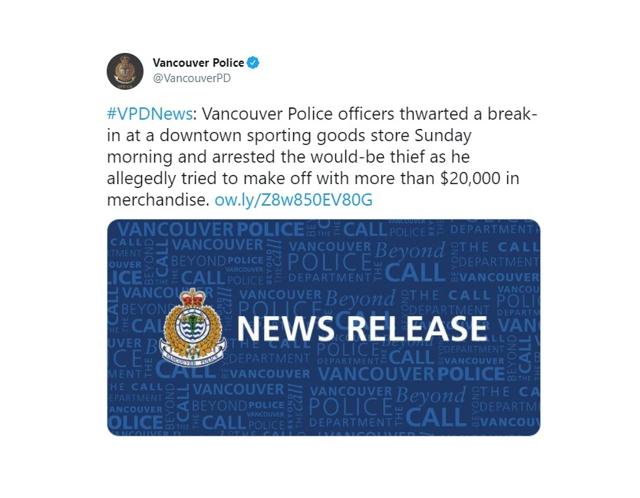 Vancouver Police catch thief in the act, recover 20K in stolen goods - https://cdn.connectfm.ca/C53D3464-2D27-45C0-9D53-65235F5033F1_Story1214313_1759371.jpg