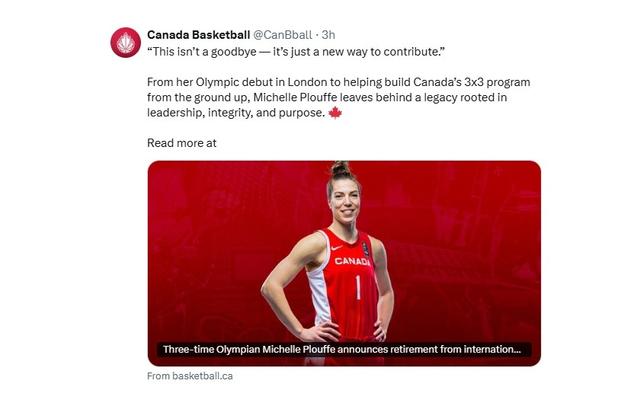 Basketball: Canada's Michelle Plouffe announces retirement - https://cdn.connectfm.ca/Canada-Basketball-Michelle-Plouffe.jpg