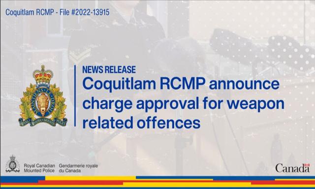 Coquitlam RCMP announce charge approval for weapon related offences - https://cdn.connectfm.ca/Coquitlam-RCMP-X.jpg