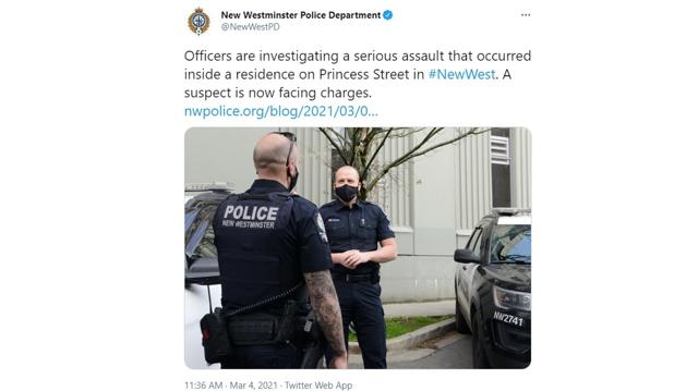 Suspect facing charges after woman seriously injured in an attack at a home: New Westminster police - https://cdn.connectfm.ca/DCE91DAA-BFDC-4C1E-9297-3E98FA215690_Story1077892_1563279.jpg