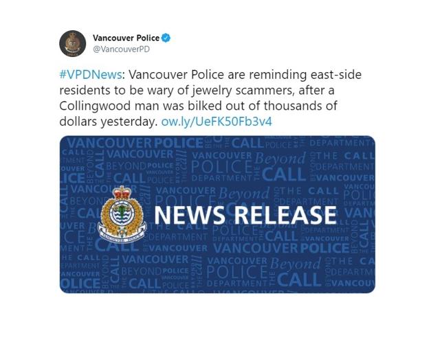 VPD fears warm weather, easing restrictions could cause spike in jewelry scams - https://cdn.connectfm.ca/E9974877-F40C-4D71-8A66-6AE6C1971216_Story1250749_1811409.jpg