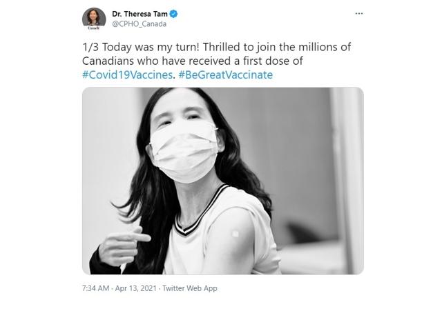 Dr. Tam gets her first shot of COVID-19 vaccine, says was unaware of what vaccine she was getting until she received an email - https://cdn.connectfm.ca/ED6E23E6-FCF8-4C9F-81CF-48183C056CFB_Story1144316_1659285.jpg