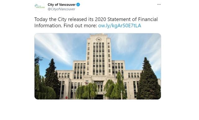 City of Vancouver releases its 2020 Statement of Financial Information - https://cdn.connectfm.ca/F73BCEBB-34EE-4060-A0CE-050348015012_Story1111434_1611780.jpg