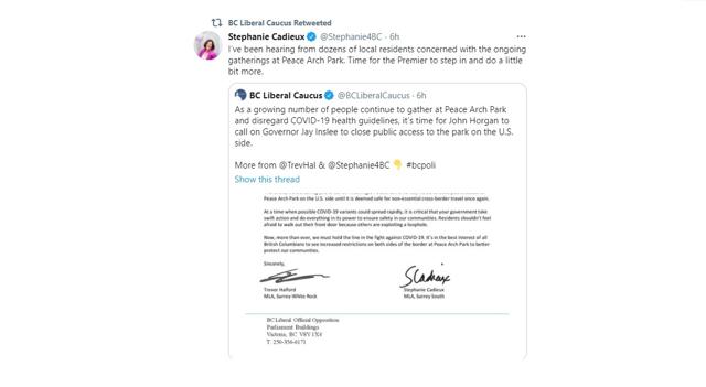 Horgan says cross-border tent gatherings at Peace Arch Park a federal issue - https://cdn.connectfm.ca/FFFD2D09-B558-41C0-9D4D-43F25ABDAAB4_Story1042245_1511510.jpg