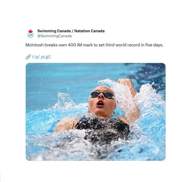 Summer McIntosh breaks third world record in five days - https://cdn.connectfm.ca/Swimming-Canada1.jpg