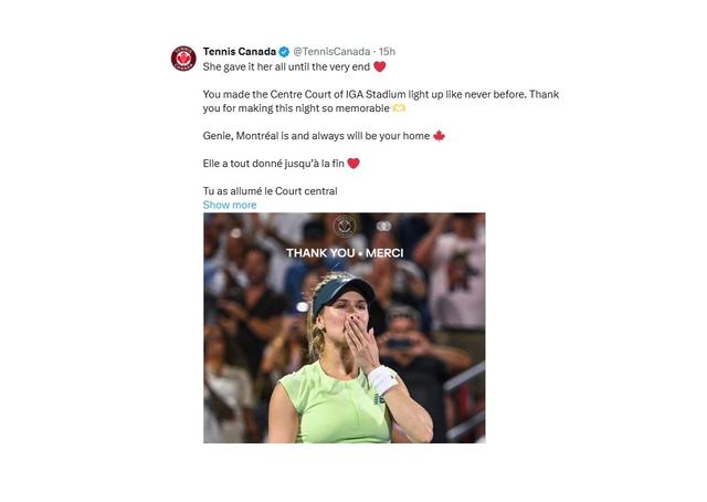 Canadian tennis star Eugenie Bouchard retires at National Bank Open - https://cdn.connectfm.ca/Tennis-Canada-Eugenie-Bouchard.jpg