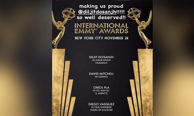 Diljit Dosanjh Nominated for International Emmy Awards for Chamkila: A Historic Milestone for the Punjabi Community - https://cdn.connectfm.ca/award.jpg