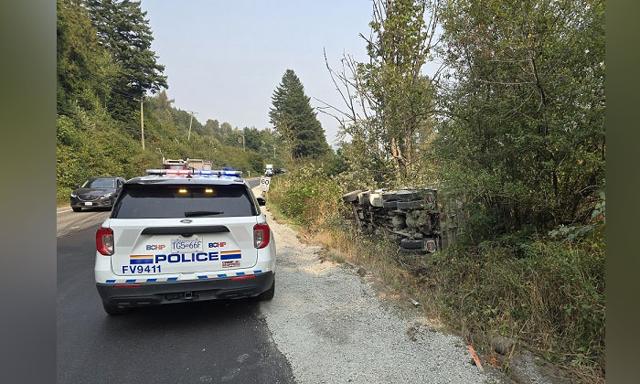 Dump truck driver loses his licence and his job after a rollover collision near Deroche - https://cdn.connectfm.ca/police_2025-09-10-172419_piyj.jpg